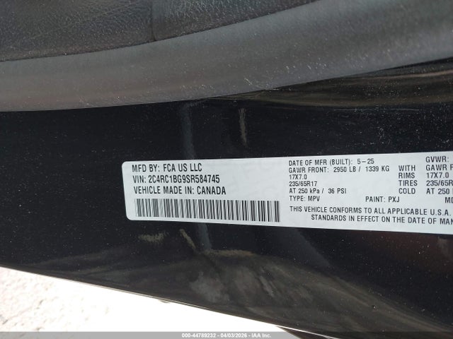 2025 CHRYSLER PACIFICA 2C4RC1BG9SR584745 Photo 8