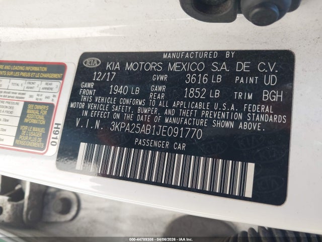 2018 KIA RIO 3KPA25AB1JE091770 Photo 8