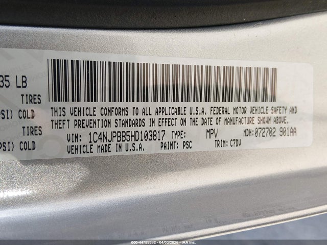 1C4NJPBB5HD103817 Jeep Patriot Sport Fwd
