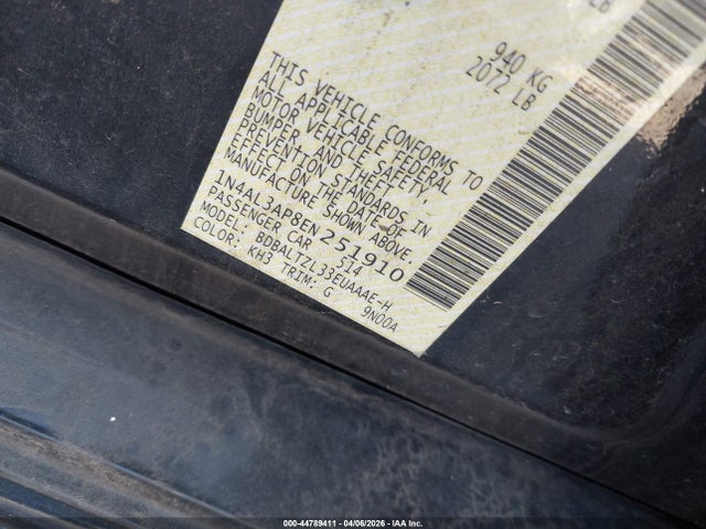 44789411 :رقم المزاد ، 1N4AL3AP8EN251910 vin ، 2014 Nissan Altima 2.5 Sv مزاد بيع