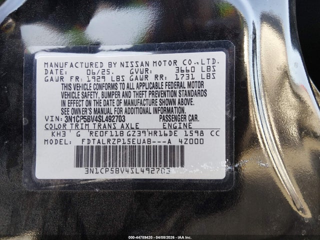 3N1CP5BV4SL492703 Nissan Kicks Play S