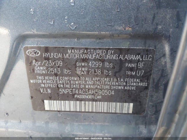 Продаж на аукціоні авто 2010 Hyundai Sonata Gls, vin: 5NPET4AC3AH590504, номер лоту: 44789441