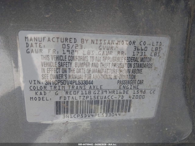 44789442 :رقم المزاد ، 3N1CP5DV4PL533044 vin ، 2023 Nissan Kicks Sr Xtronic Cvt مزاد بيع