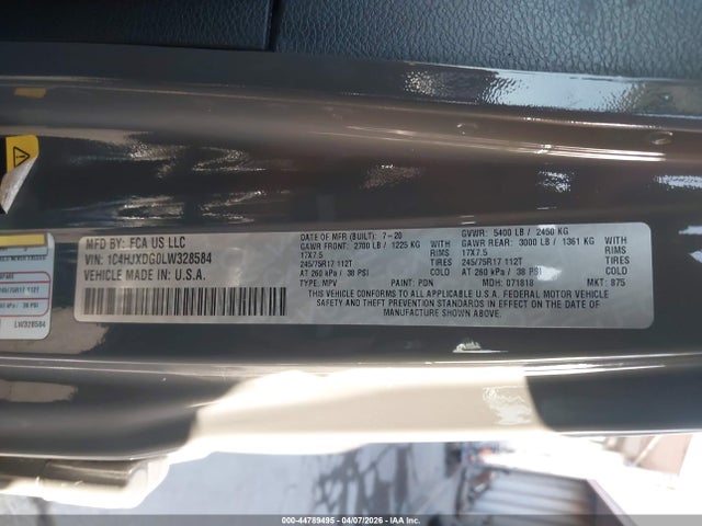 1C4HJXDG0LW328584 Jeep Wrangler Unlimited Sport S 4x4