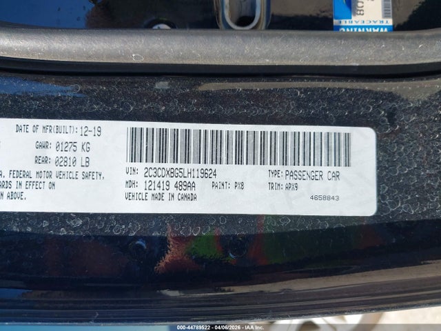 Aukcja sprzedaży 2020 Dodge Charger Sxt Rwd, vin: 2C3CDXBG5LH119624, numer aukcji: 44789522