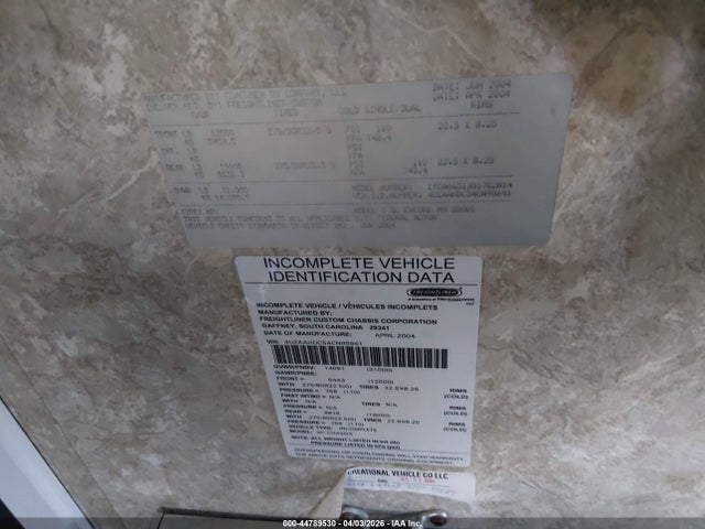 Продаж на аукціоні авто 2004 Freightliner Chassis Coachmen Encore, vin: 4UZAAHDC54CN98641, номер лоту: 44789530