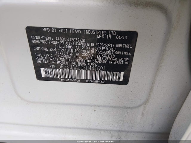 Продажа на аукционе авто 2014 Subaru Forester 2.5i, vin: JF2SJAAC0EH441691, номер лота: 44789533