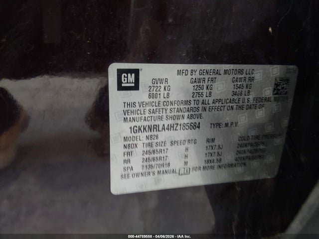 1GKKNRLA4HZ185684 GMC Acadia Sle-1