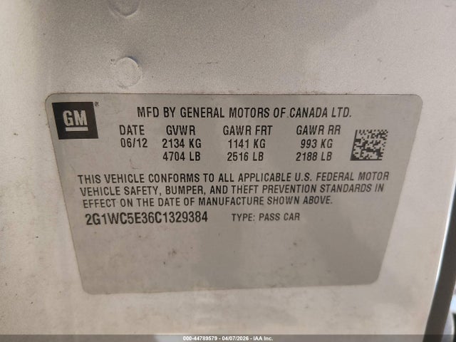 Aukcja sprzedaży 2012 Chevrolet Impala Ltz, vin: 2G1WC5E36C1329384, numer aukcji: 44789579