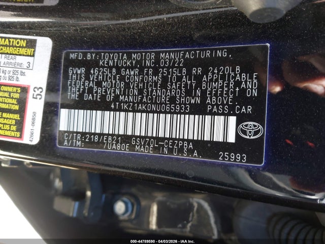 4T1KZ1AK0NU065933 Toyota CAMRY TRD