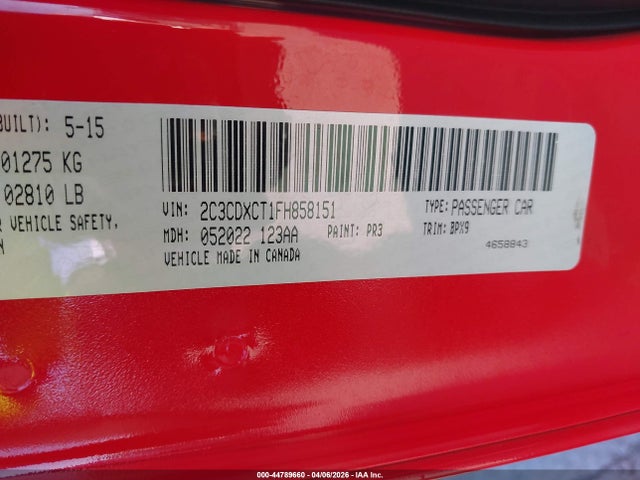 Продажа на аукционе авто 2015 Dodge Charger R/t, vin: 2C3CDXCT1FH858151, номер лота: 44789660