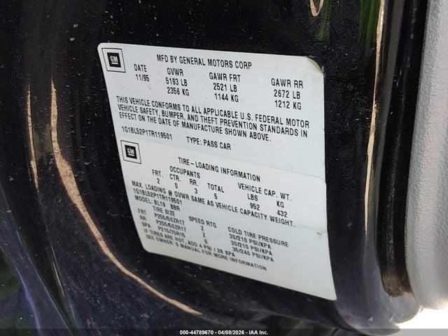 Auction sale of the 1996 Chevrolet Caprice / Impala Classic Ss, vin: 1G1BL52P1TR119501, lot number: 44789670