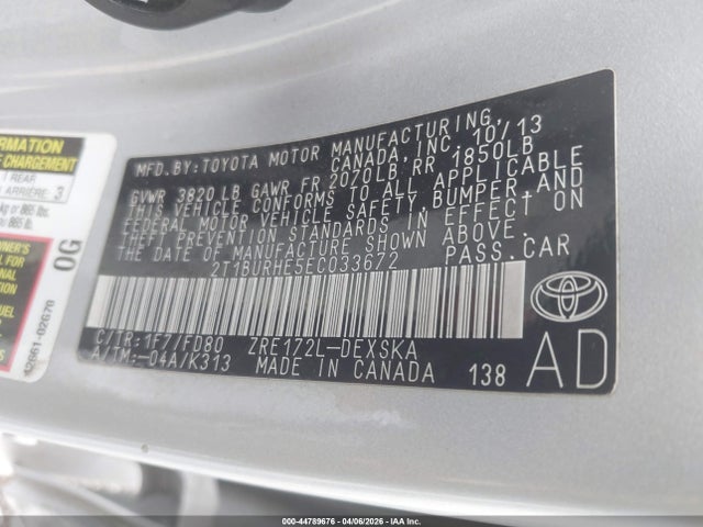 Toyota Corolla S 2014 2T1BURHE5EC033672 Image 9