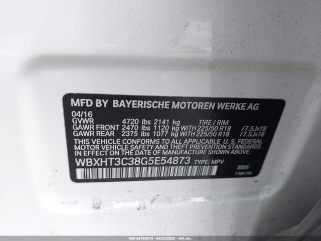 Продажа на аукционе авто 2016 Bmw X1 Xdrive28i, vin: WBXHT3C38G5E54873, номер лота: 44789679