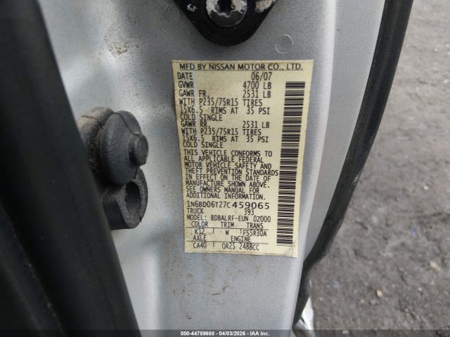 2007 NISSAN FRONTIER 1N6BD06T27C459065 Photo 8