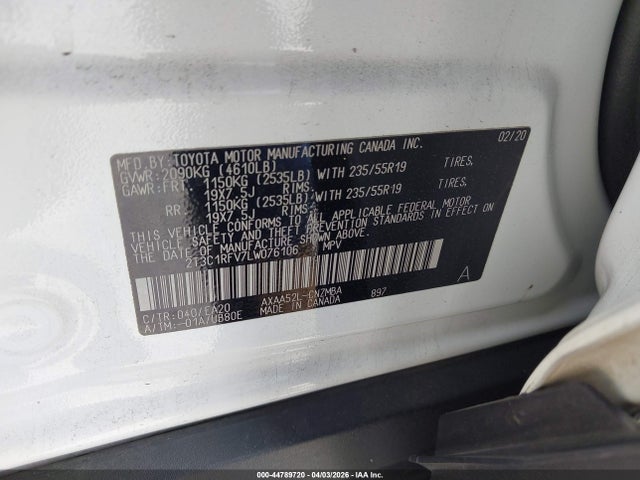 2T3C1RFV7LW076106 Toyota Rav4 Xle Premium