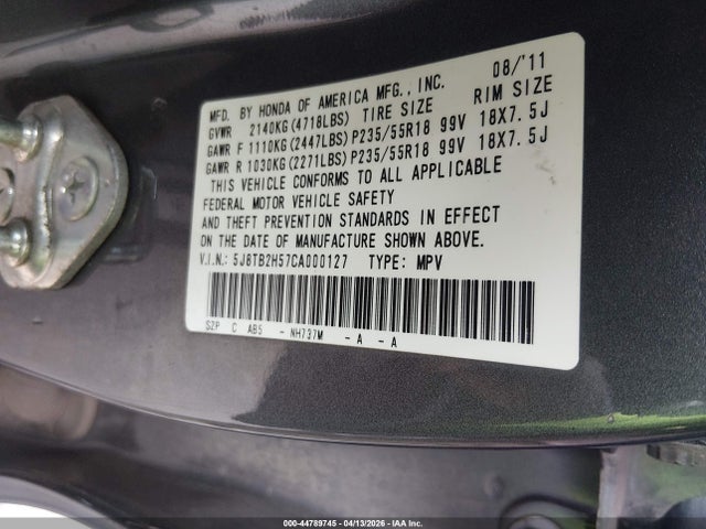 Продажа на аукционе авто 2012 Acura Rdx, vin: 5J8TB2H57CA000127, номер лота: 44789745