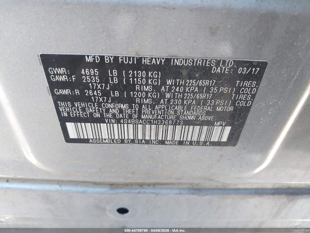 4S4BSACC1H3368773 Subaru Outback 2.5i Premium