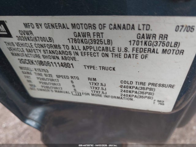 2006 CHEVROLET SILVERADO 1500 2GCEK19B061114801 Photo 8