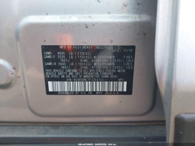 Продажа на аукционе авто 2015 Subaru Outback 2.5i Limited, vin: 4S4BSBNC1F3260153, номер лота: 44789802
