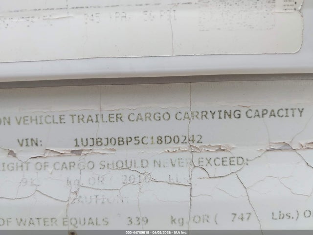 44789818 :رقم المزاد ، 1UJBJ0BP5C18D0242 vin ، 2012 Jayco Jfl مزاد بيع