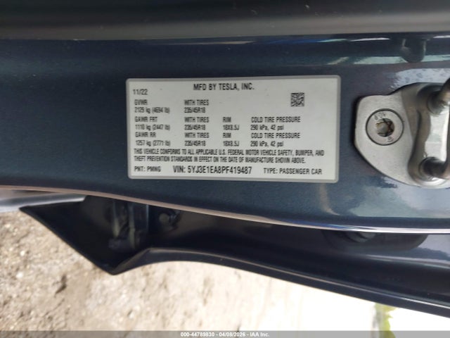 Aukcja sprzedaży 2023 Tesla Model 3 Rear-wheel Drive, vin: 5YJ3E1EA8PF419487, numer aukcji: 44789830