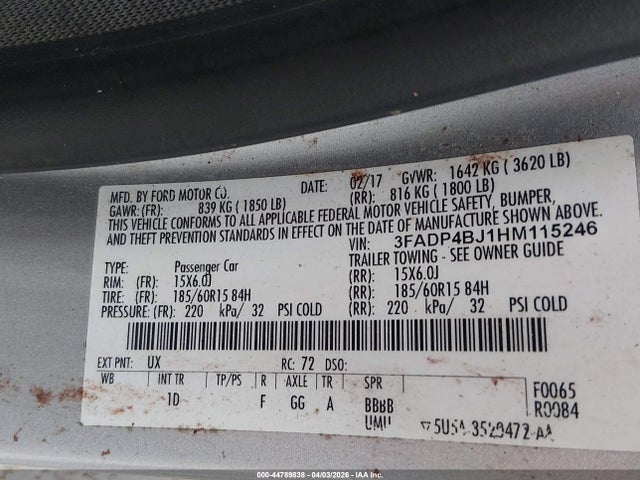 2017 FORD FIESTA 3FADP4BJ1HM115246 Photo 8