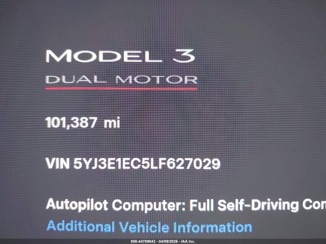 Aukcja sprzedaży 2020 Tesla Model 3 Performance Dual Motor All-wheel Drive, vin: 5YJ3E1EC5LF627029, numer aukcji: 44789842