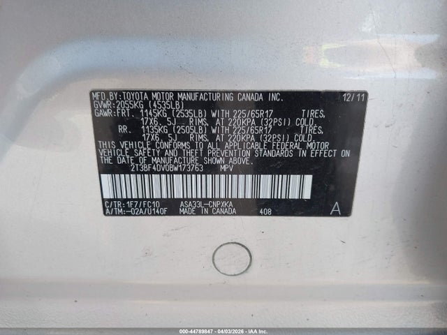 Продаж на аукціоні авто 2011 Toyota Rav4, vin: 2T3BF4DV0BW173763, номер лоту: 44789847