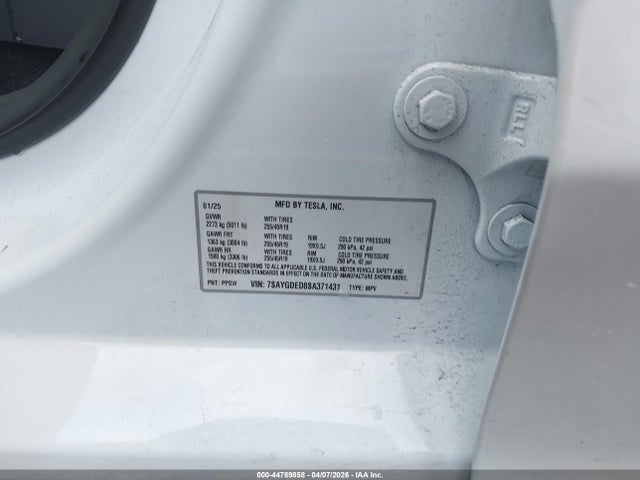 Продаж на аукціоні авто 2025 Tesla Model Y Long Range Dual Motor Rear-wheel Drive, vin: 7SAYGDED8SA371431, номер лоту: 44789858
