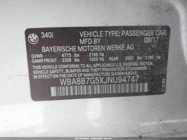 2018 BMW 340I WBA8B7G5XJNU94747 Photo 8