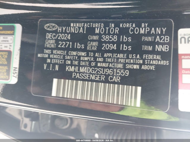 KMHLM4DG2SU961559 Hyundai Elantra Sel Sport