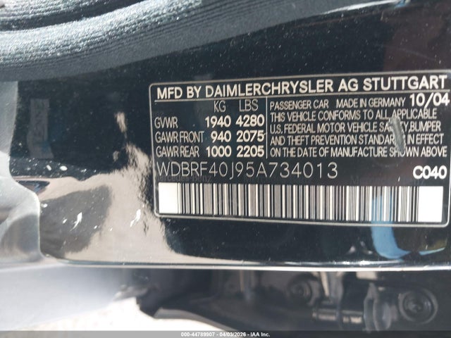 Продаж на аукціоні авто 2005 Mercedes-benz C 230 Kompressor Sport, vin: WDBRF40J95A734013, номер лоту: 44789907