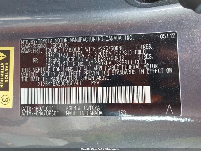 Aukcja sprzedaży 2013 Lexus Rx 350, vin: 2T2BK1BA5DC156248, numer aukcji: 44789909