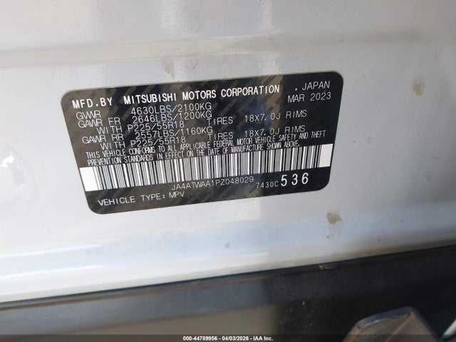 JA4ATWAA1PZ048029 Mitsubishi Eclipse Cross Se S-awc
