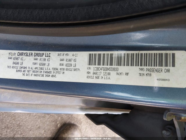 Продаж на аукціоні авто 2011 Chrysler 200 Lx, vin: 1C3BC4FB2BN559933, номер лоту: 44789981