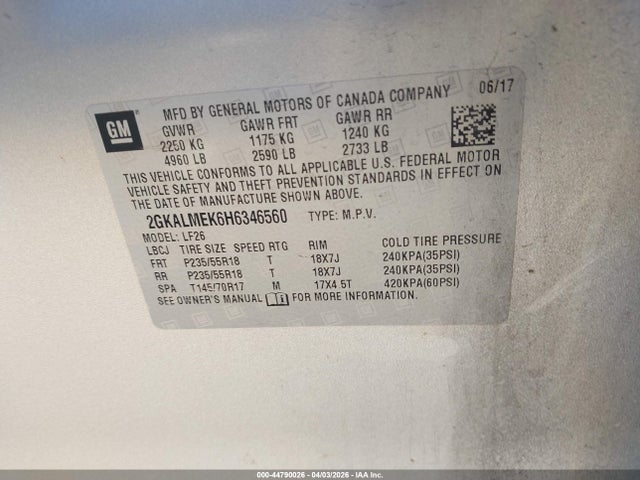2GKALMEK6H6346560 GMC Terrain Sle-1