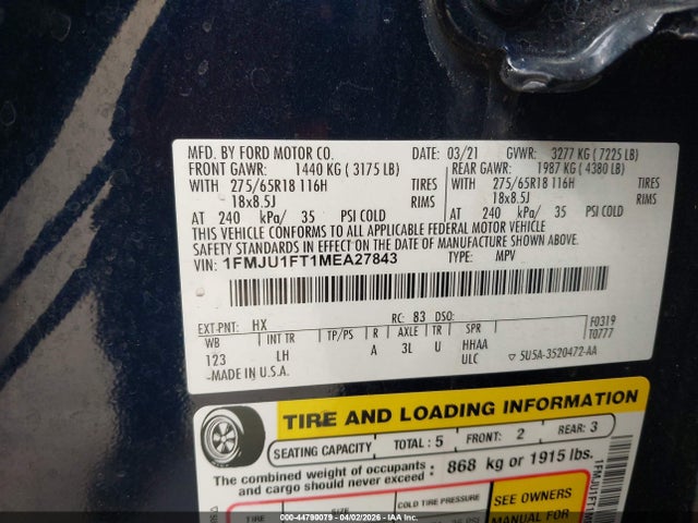 2021 FORD EXPEDITION 1FMJU1FT1MEA27843 Photo 8