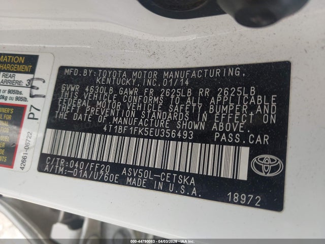 Aukcja sprzedaży 2014 Toyota Camry Se, vin: 4T1BF1FK5EU356493, numer aukcji: 44790083