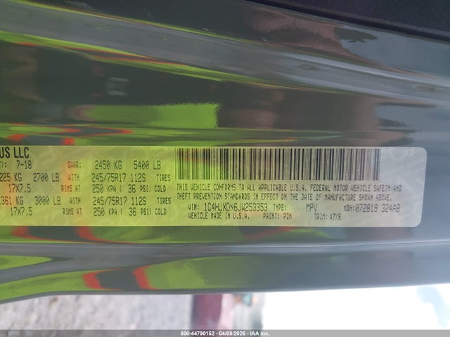 Продажа на аукционе авто 2018 Jeep Wrangler Unlimited Sport S 4x4, vin: 1C4HJXDN6JW253353, номер лота: 44790152