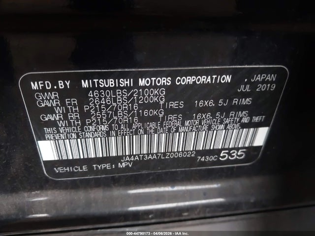 JA4AT3AA7LZ006022 Mitsubishi Eclipse Cross Es 1.5t Awc