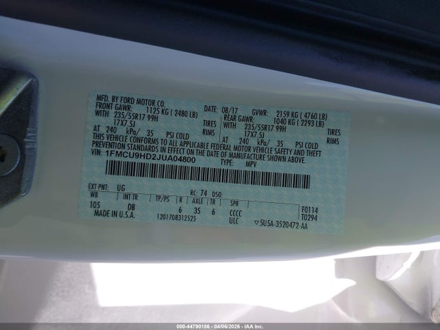 Ford ESCAPE SEL 2018 1FMCU9HD2JUA04800 Image 9