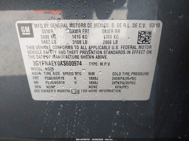 2010 CADILLAC SRX 3GYFNAEY0AS600974 Photo 8