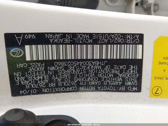 2004 LEXUS ES 330 JTHBA30G445023860 Photo 8