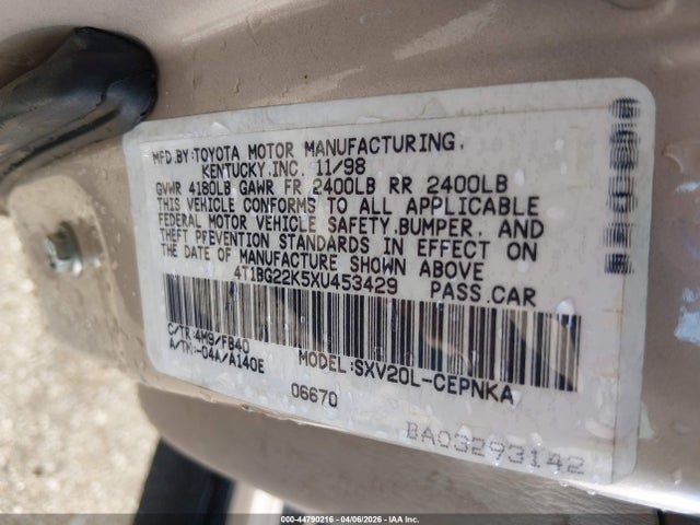 Aukcja sprzedaży 1999 Toyota Camry Le, vin: 4T1BG22K5XU453429, numer aukcji: 44790216