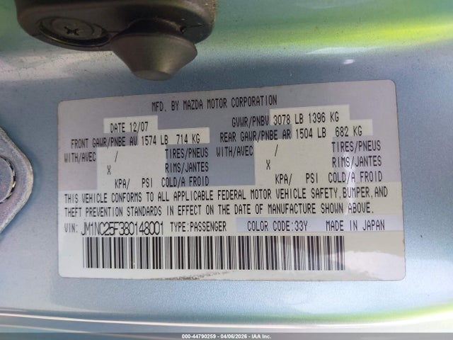 2008 MAZDA MX-5 JM1NC25F380148001 Photo 8
