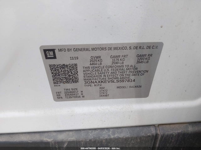 2020 CHEVROLET EQUINOX 3GNAXKEV5LS597814 Photo 8