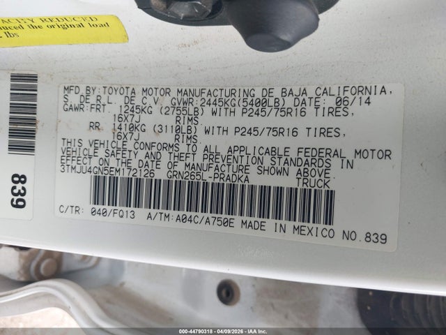 3TMJU4GN5EM172126 Toyota Tacoma Prerunner V6