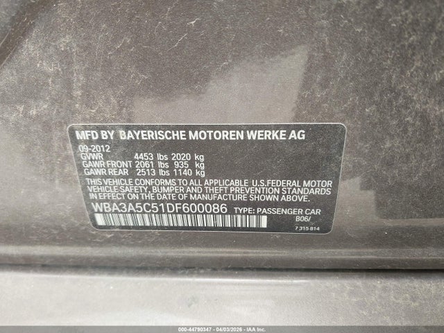Aukcja sprzedaży 2013 Bmw 328i, vin: WBA3A5C51DF600086, numer aukcji: 44790347
