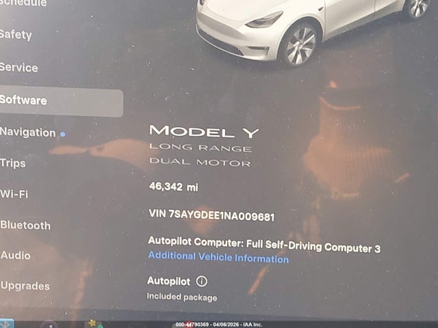 Aukcja sprzedaży 2022 Tesla Model Y Long Range Dual Motor All-wheel Drive, vin: 7SAYGDEE1NA009681, numer aukcji: 44790369